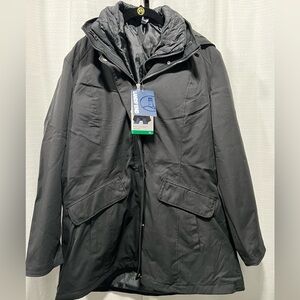Women size XL 3 in 1 system Land’s end black jacket. NWT